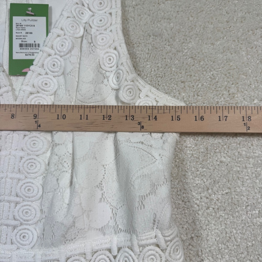 Lilly Pulitzer Litzia Dress Womens Size 8 White Mocean Lace Racerback V-Neck New - Picture 7 of 11